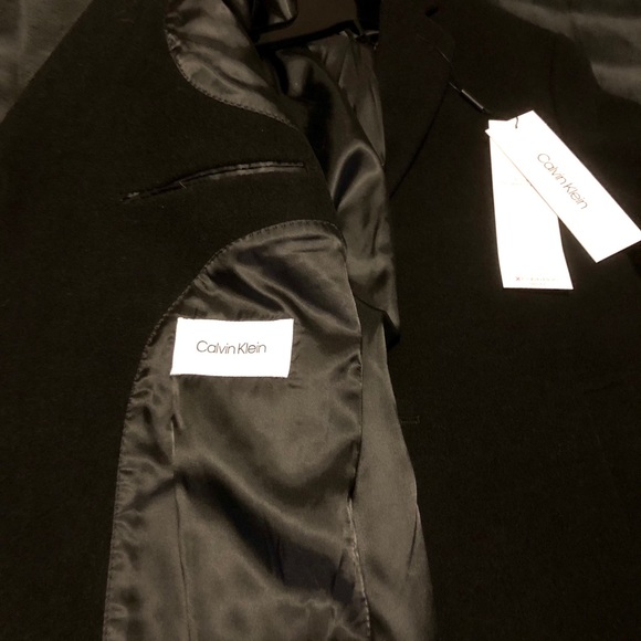 Calvin Klein Black Solid Slim fit Peacoat - Picture 4 of 6